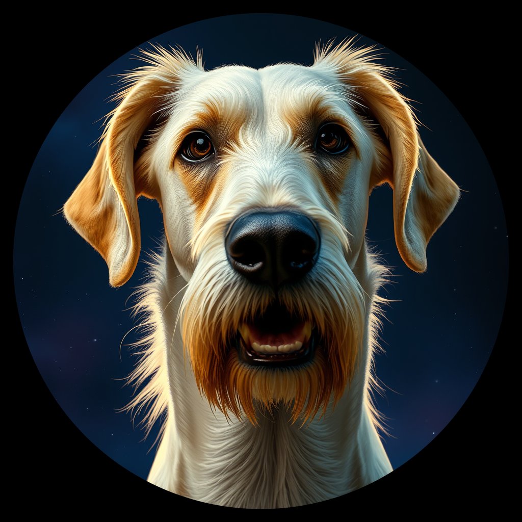 Cosmic medallion portrait of PFZ30A07_PFZ30A07, a Irish Wolfhound
