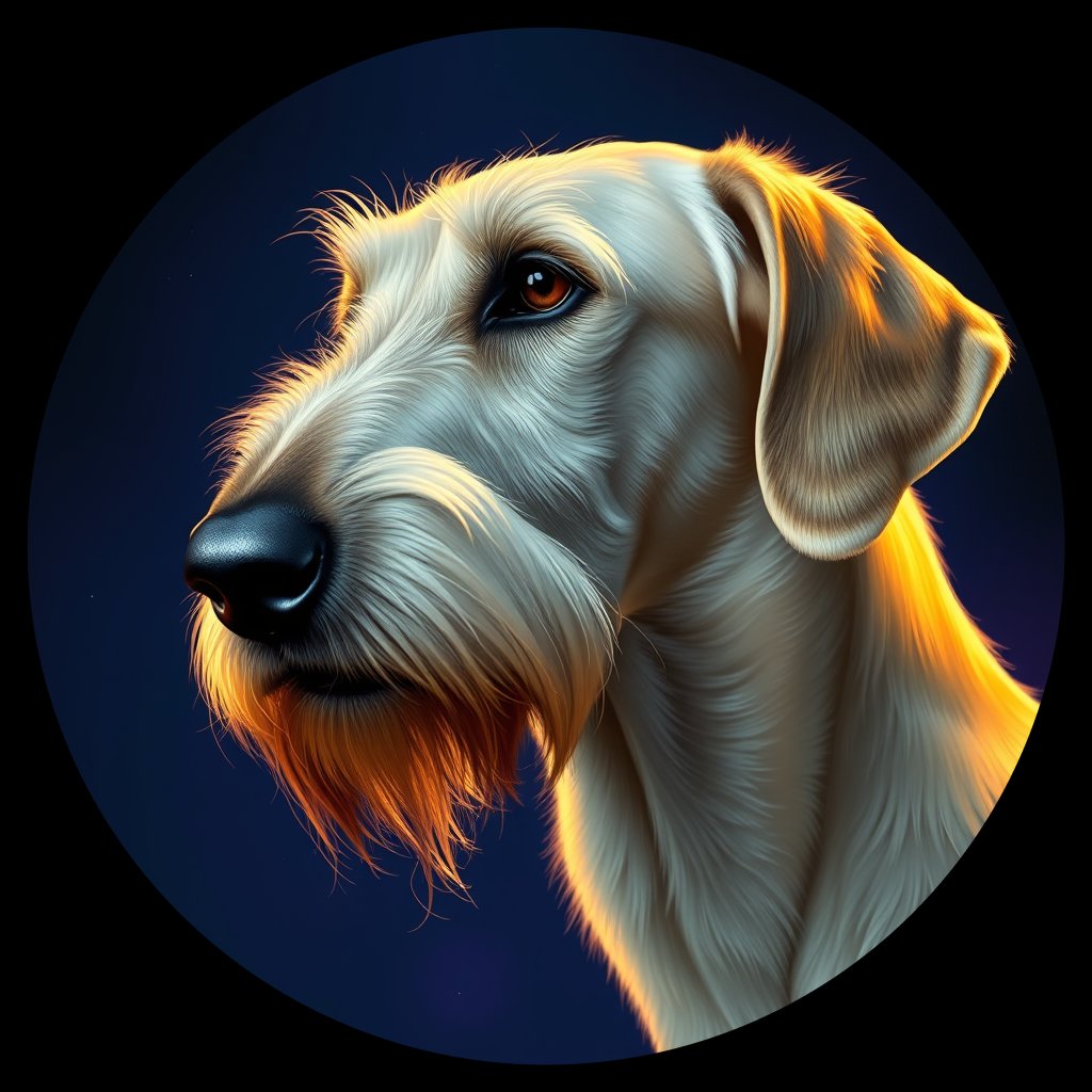 Cosmic medallion portrait of PFZ30A11_PFZ30A11, a Irish Wolfhound