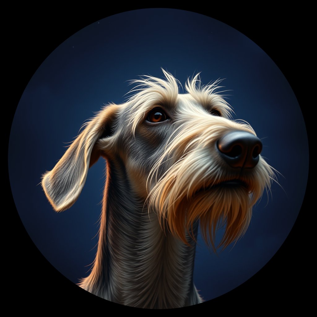 Cosmic medallion portrait of PFZ30B04_PFZ30B04, a Irish Wolfhound