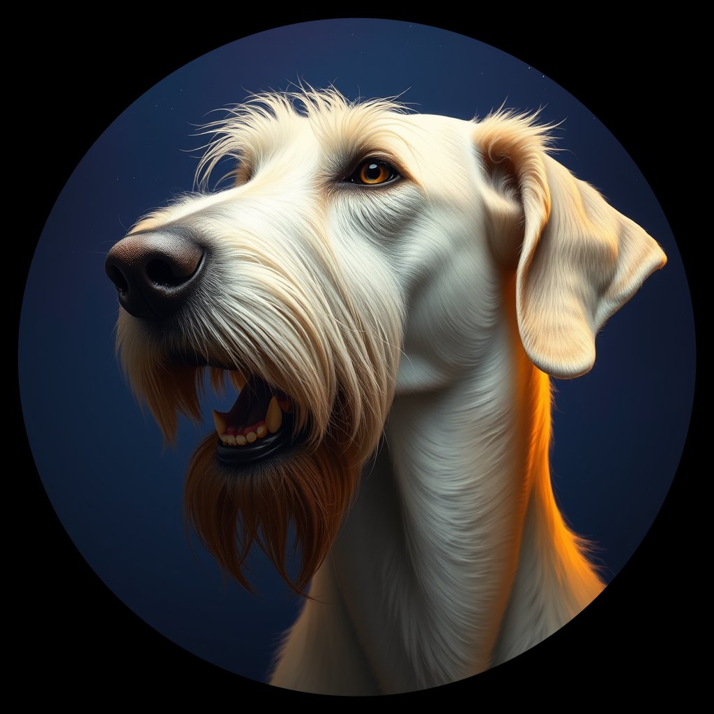 Cosmic medallion portrait of PFZ30B05_PFZ30B05, a Irish Wolfhound
