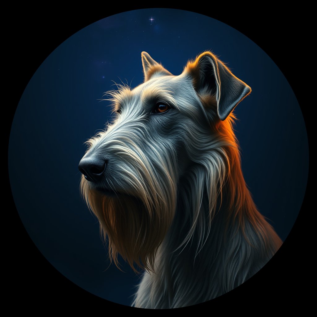 Cosmic medallion portrait of PFZ30B06_PFZ30B06, a Irish Wolfhound