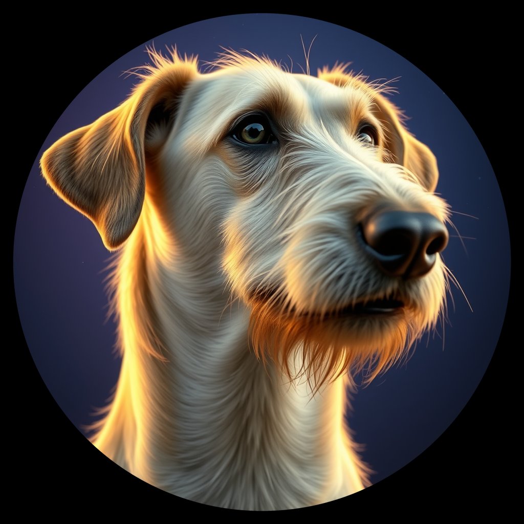 Cosmic medallion portrait of PFZ30B09_PFZ30B09, a Irish Wolfhound