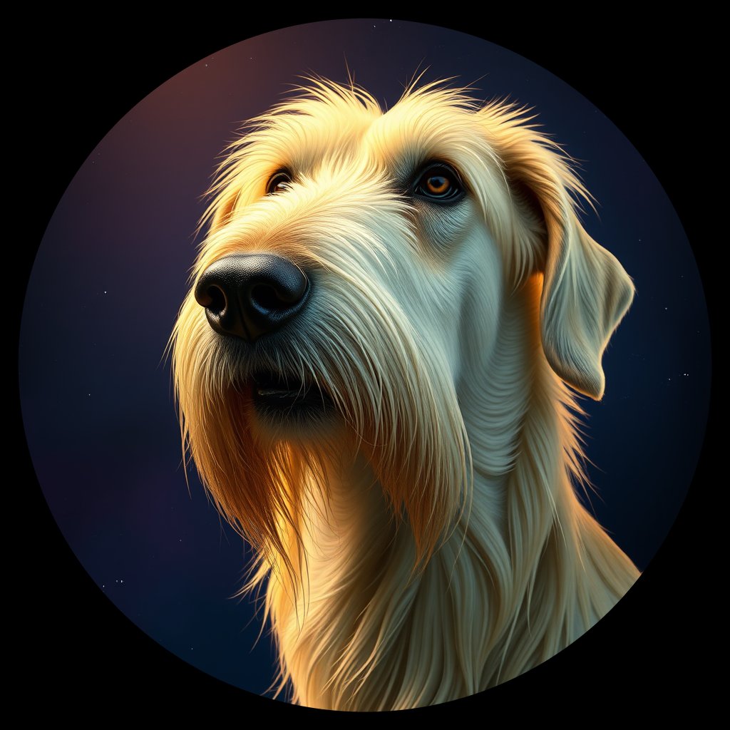 Cosmic medallion portrait of PFZ30C06_PFZ30C06, a Irish Wolfhound
