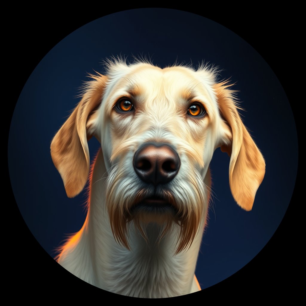 Cosmic medallion portrait of PFZ30C07_PFZ30C07, a Irish Wolfhound
