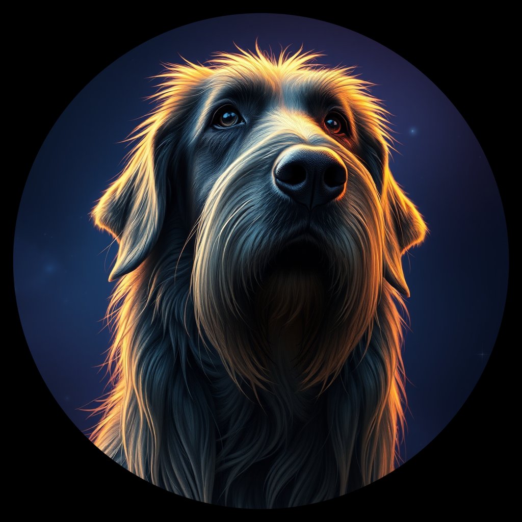 Cosmic medallion portrait of PFZ30C10_PFZ30C10, a Irish Wolfhound