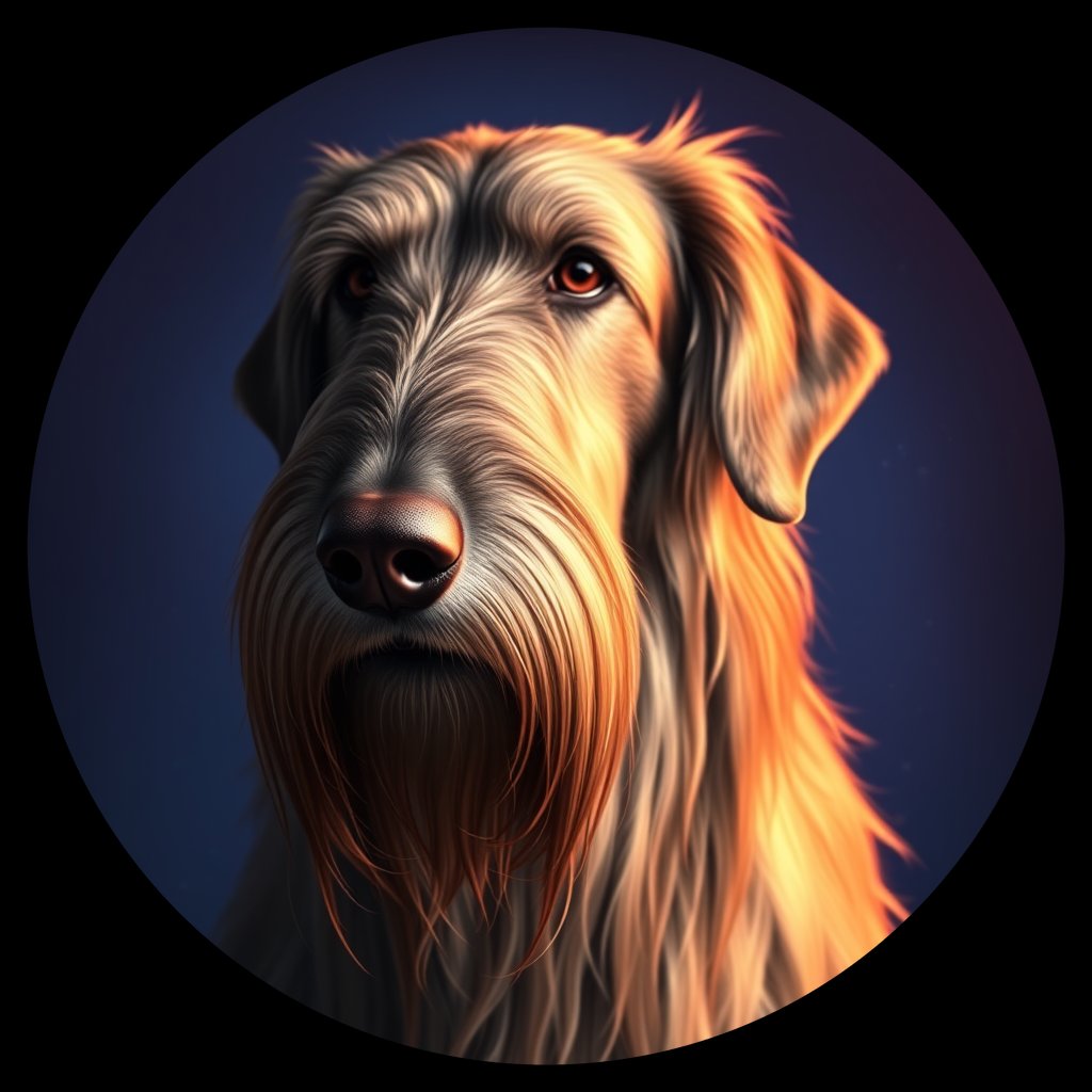 Cosmic medallion portrait of PFZ30C12_PFZ30C12, a Irish Wolfhound