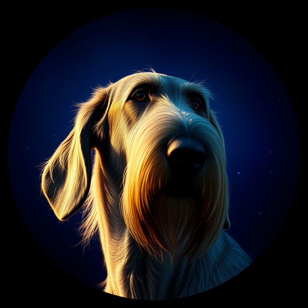 Cosmic medallion portrait of PFZ30D04_PFZ30D04, a Irish Wolfhound