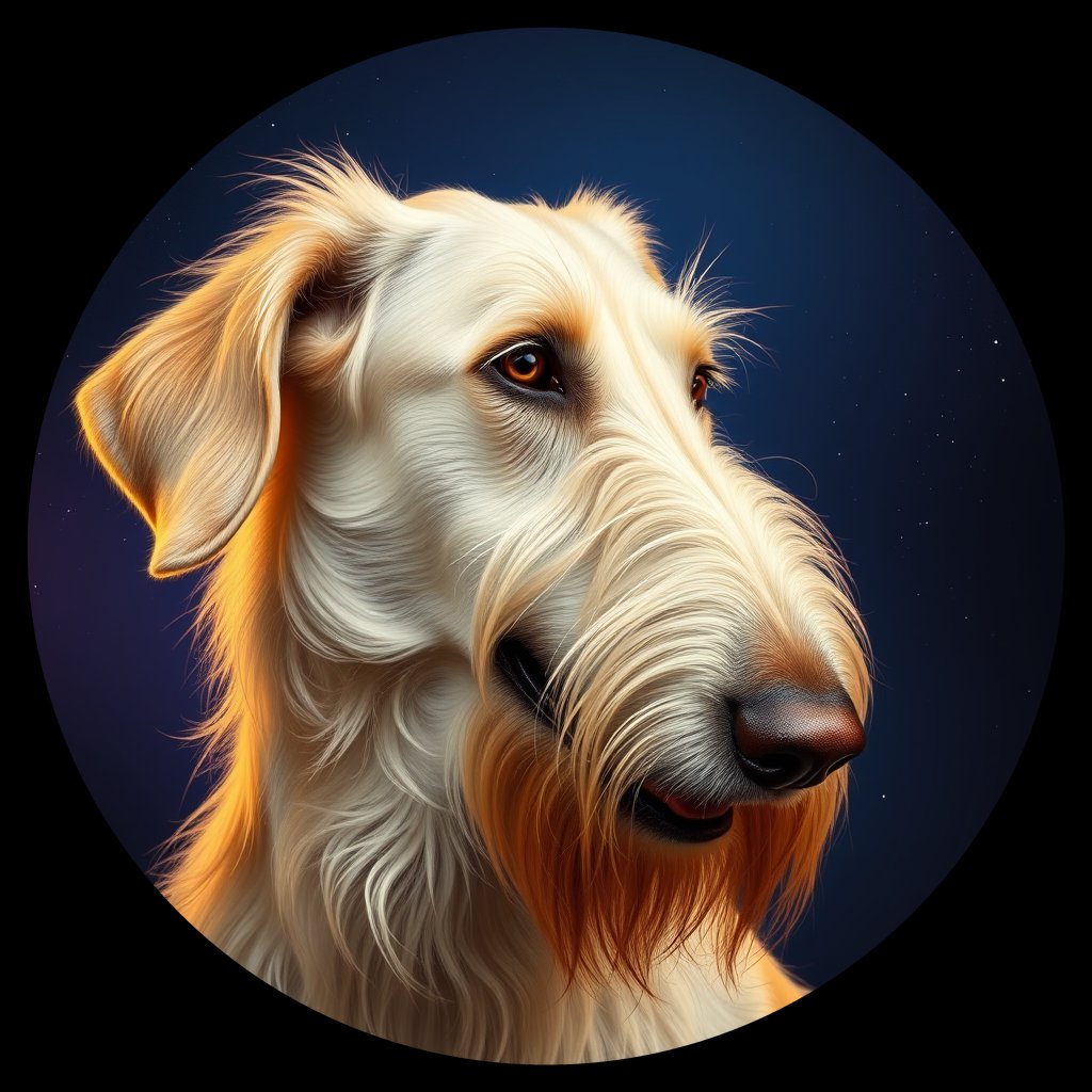 Cosmic medallion portrait of PFZ30D06_PFZ30D06, a Irish Wolfhound
