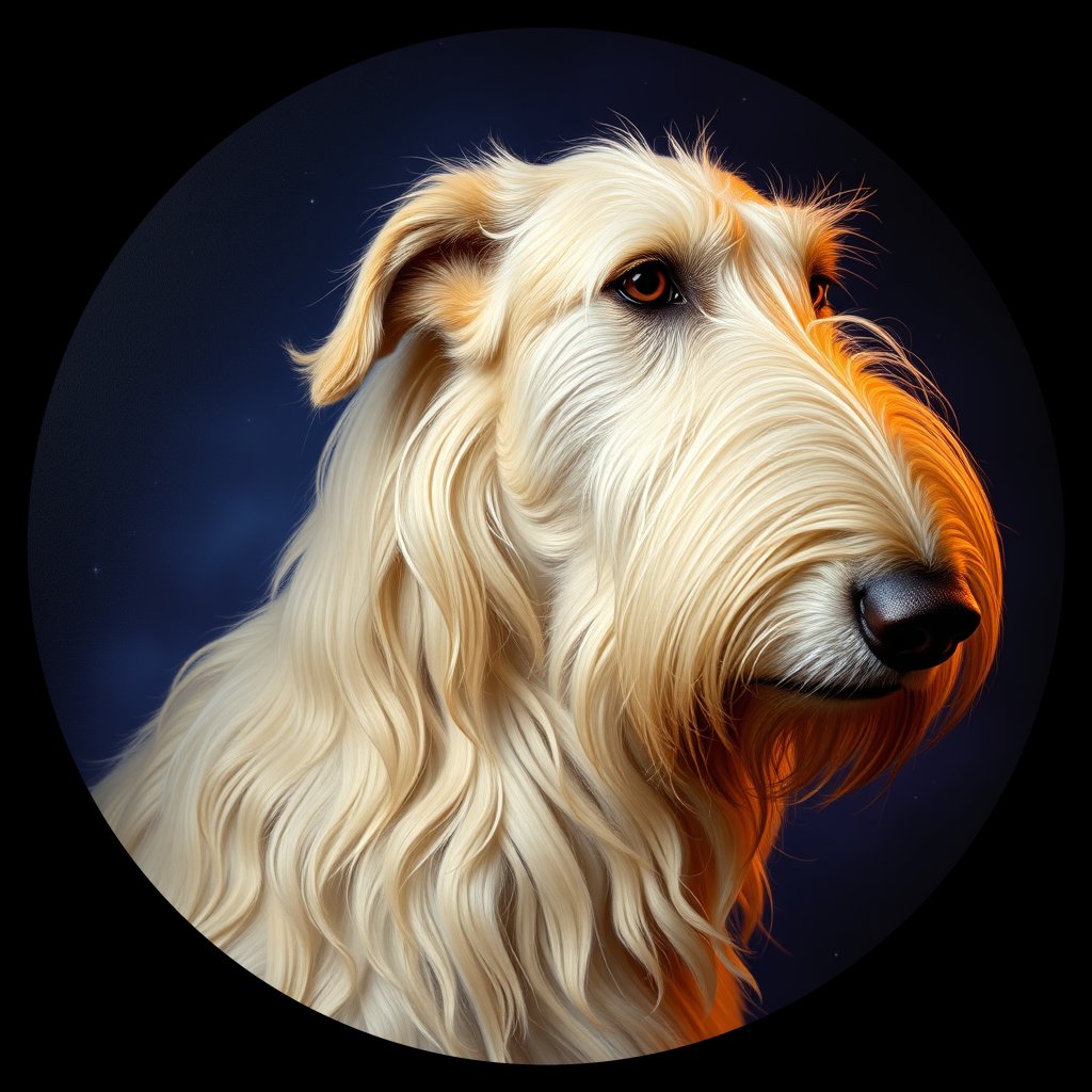 Cosmic medallion portrait of PFZ30D07_PFZ30D07, a Irish Wolfhound