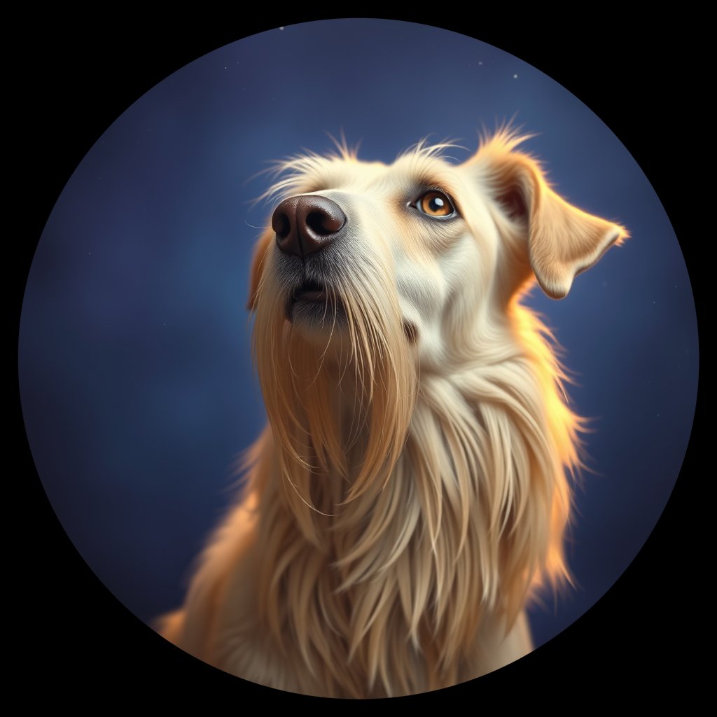 Cosmic medallion portrait of PFZ30D09_PFZ30D09, a Irish Wolfhound