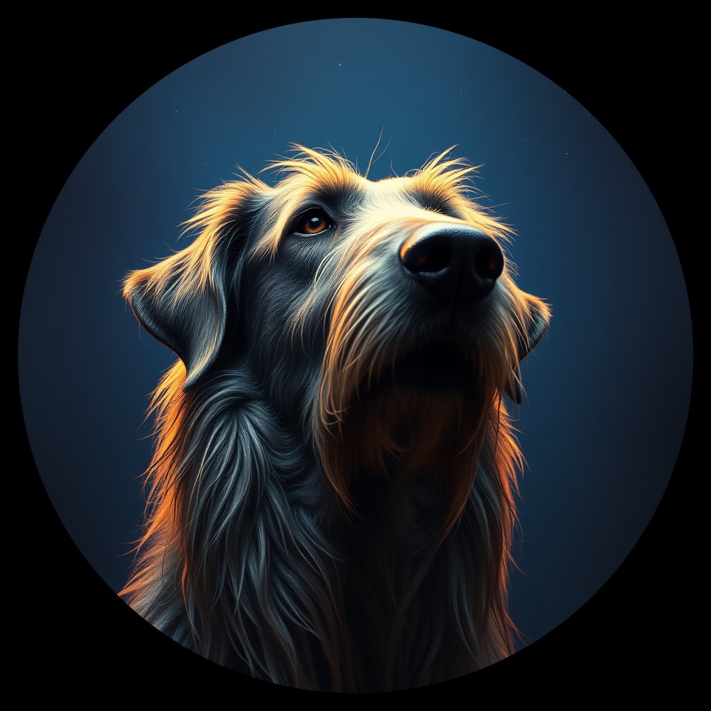 Cosmic medallion portrait of PFZ30D10_PFZ30D10, a Irish Wolfhound