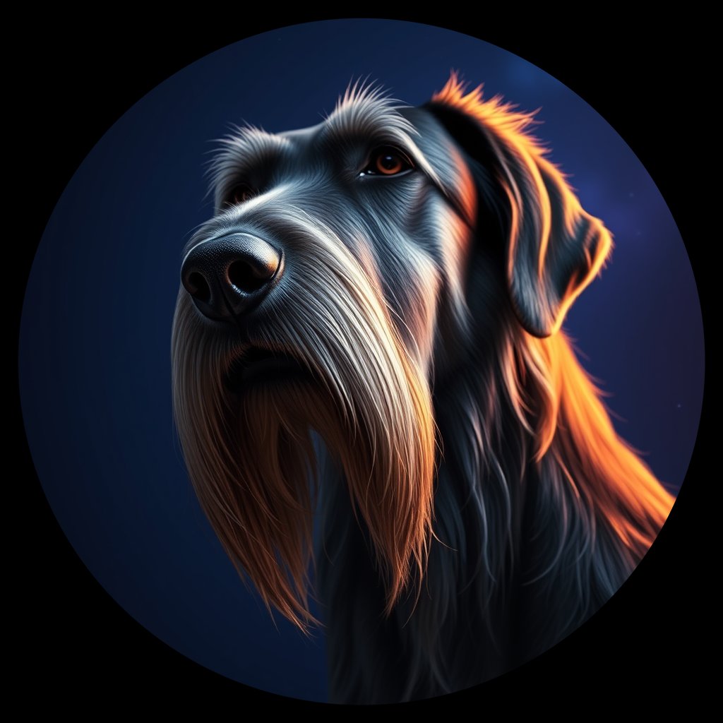 Cosmic medallion portrait of PFZ30D12_PFZ30D12, a Irish Wolfhound