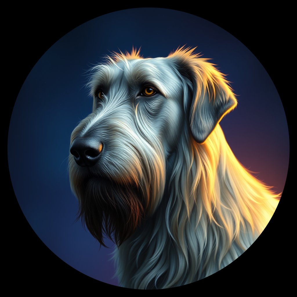 Cosmic medallion portrait of PFZ30E04_PFZ30E04, a Irish Wolfhound