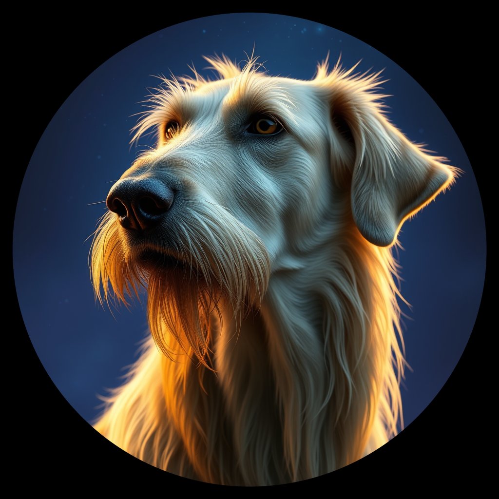 Cosmic medallion portrait of PFZ30E05_PFZ30E05, a Irish Wolfhound