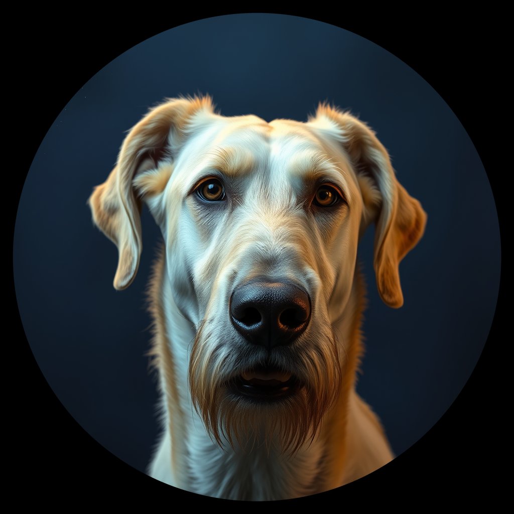 Cosmic medallion portrait of PFZ30E07_PFZ30E07, a Irish Wolfhound