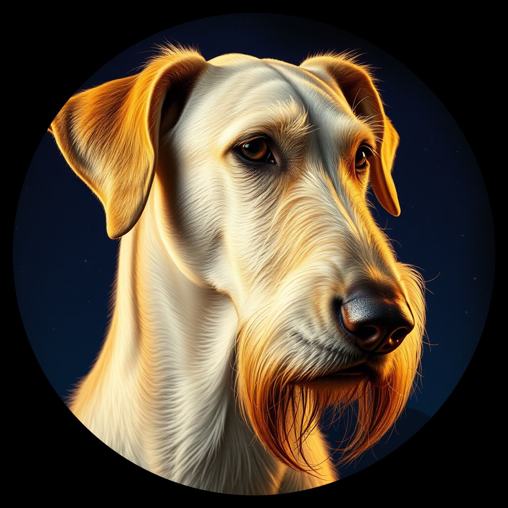 Cosmic medallion portrait of PFZ30E08_PFZ30E08, a Irish Wolfhound