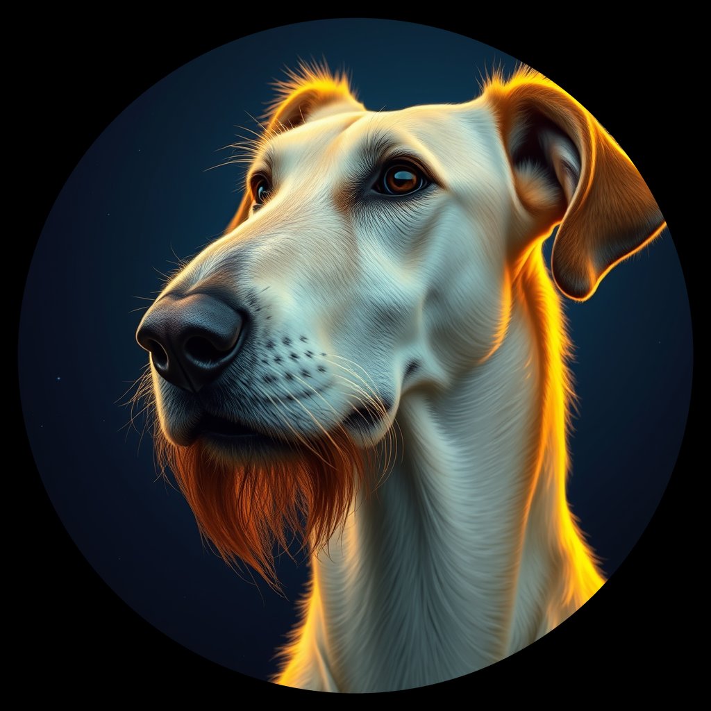 Cosmic medallion portrait of PFZ30E09_PFZ30E09, a Irish Wolfhound