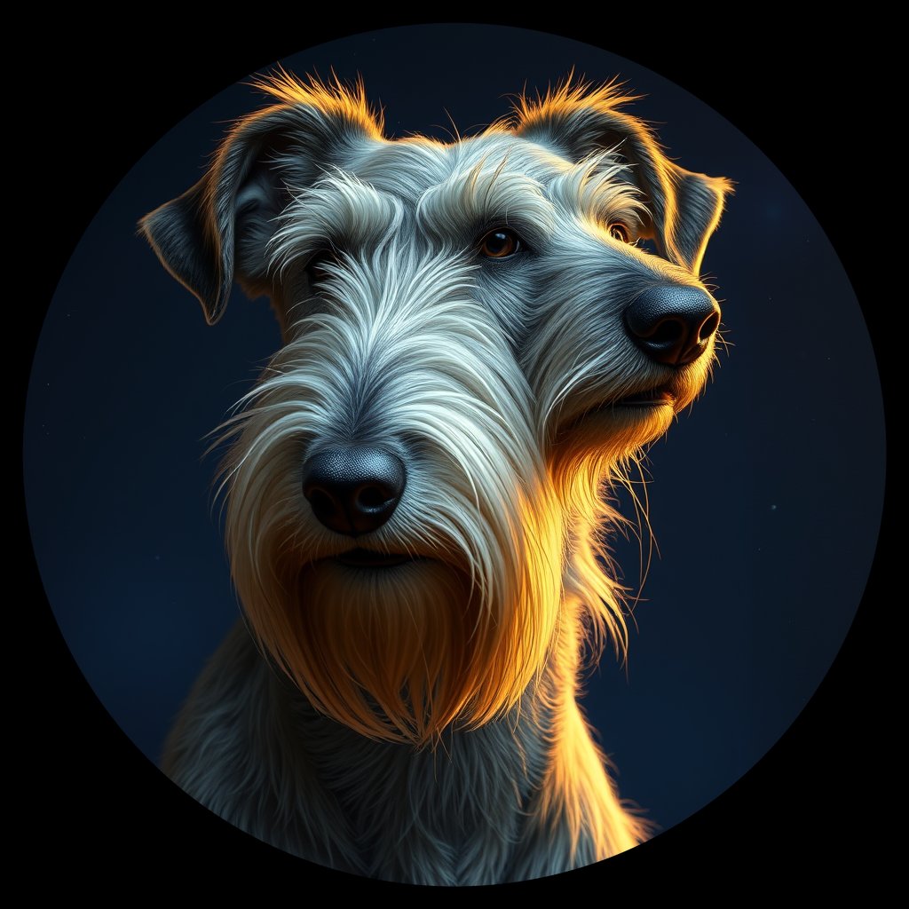 Cosmic medallion portrait of PFZ30E11_PFZ30E11, a Irish Wolfhound