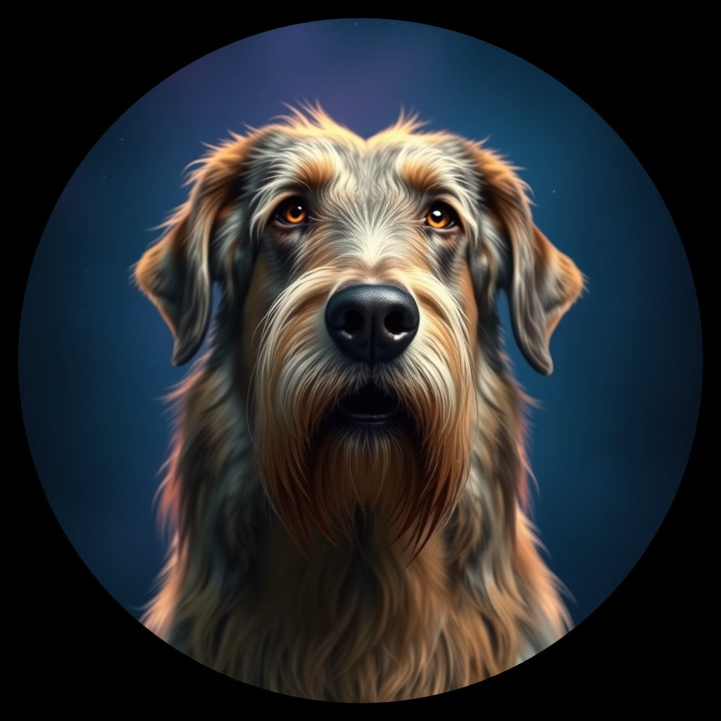 Cosmic medallion portrait of PFZ30E12_PFZ30E12, a Irish Wolfhound