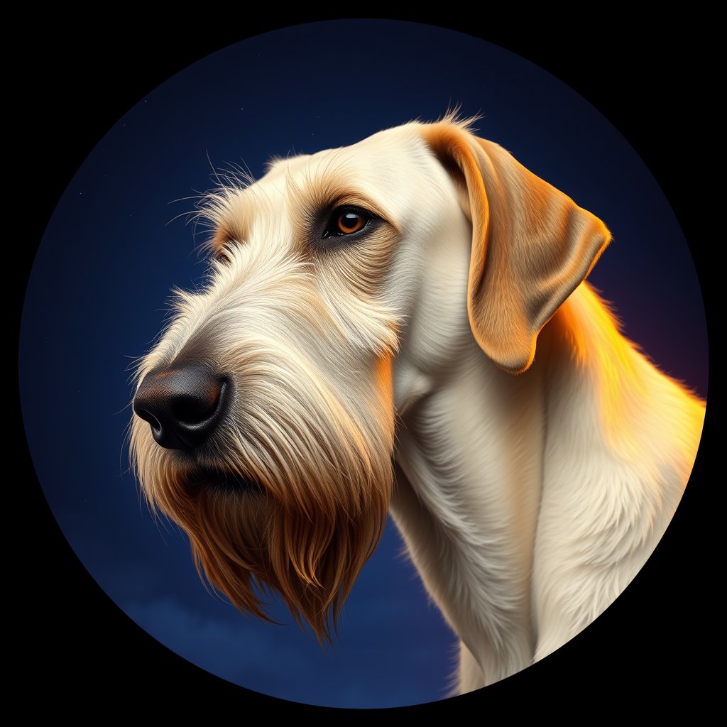 Cosmic medallion portrait of PFZ30F05_PFZ30F05, a Irish Wolfhound
