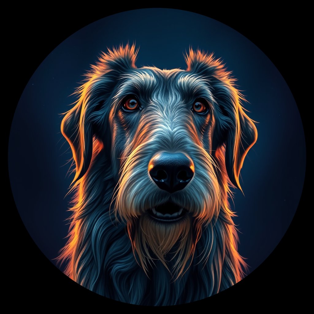 Cosmic medallion portrait of PFZ30F08_PFZ30F08, a Irish Wolfhound