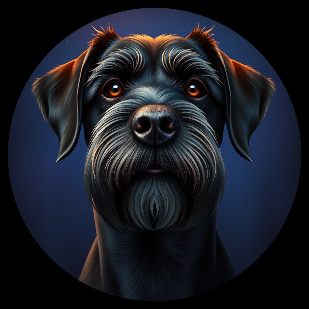 Cosmic medallion portrait of PFZ30G02_PFZ30G02, a Portuguese Water Dog