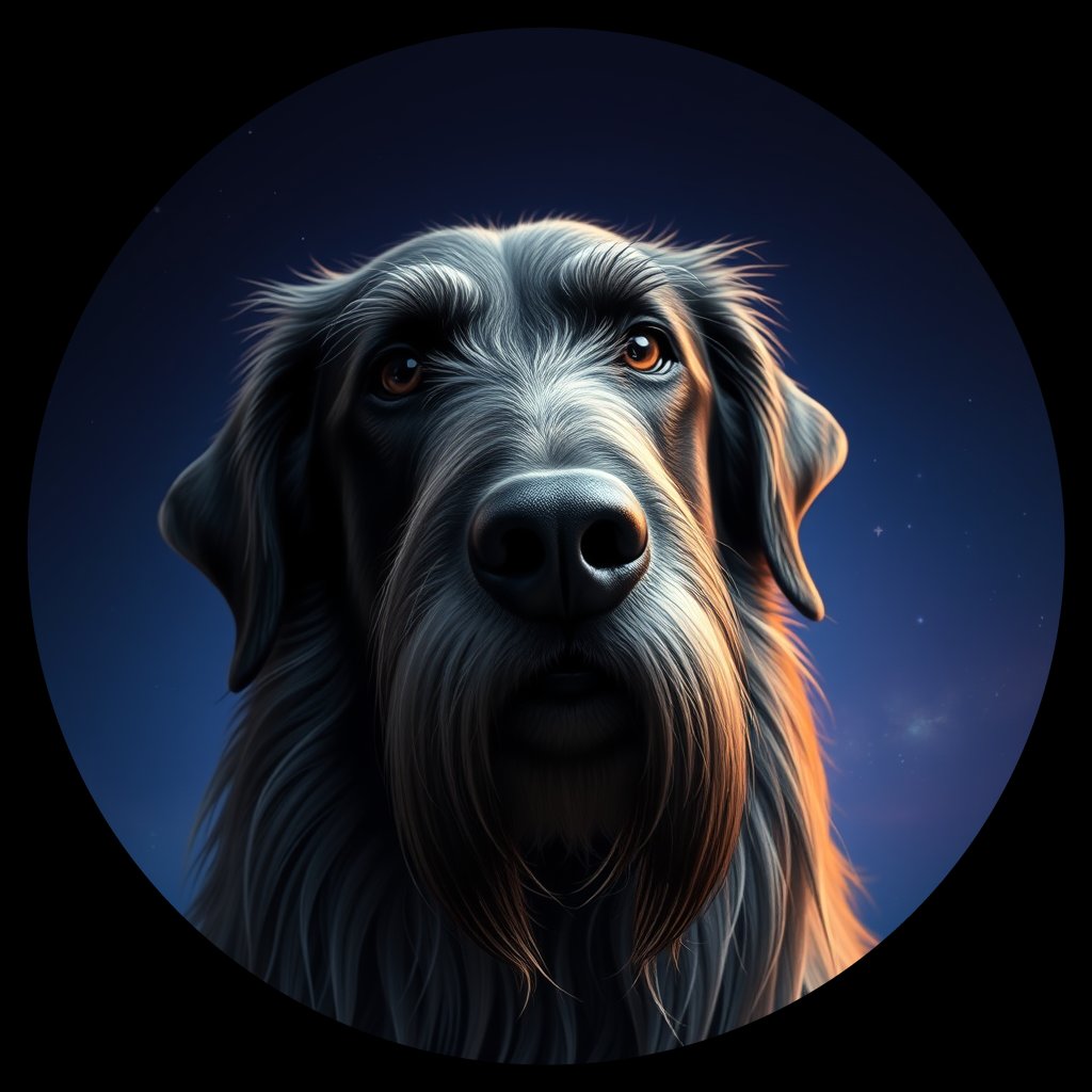Cosmic medallion portrait of PFZ30G06_PFZ30G06, a Irish Wolfhound