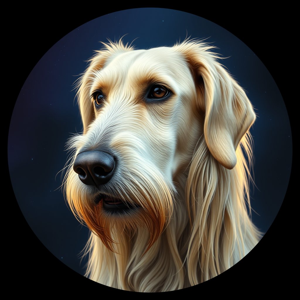 Cosmic medallion portrait of PFZ30G07_PFZ30G07, a Irish Wolfhound