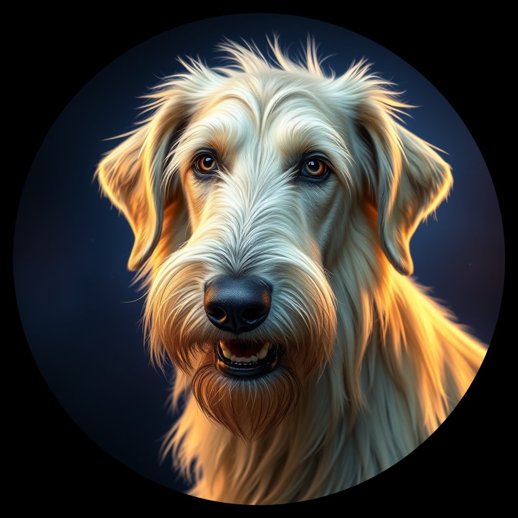 Cosmic medallion portrait of PFZ30G08_PFZ30G08, a Irish Wolfhound
