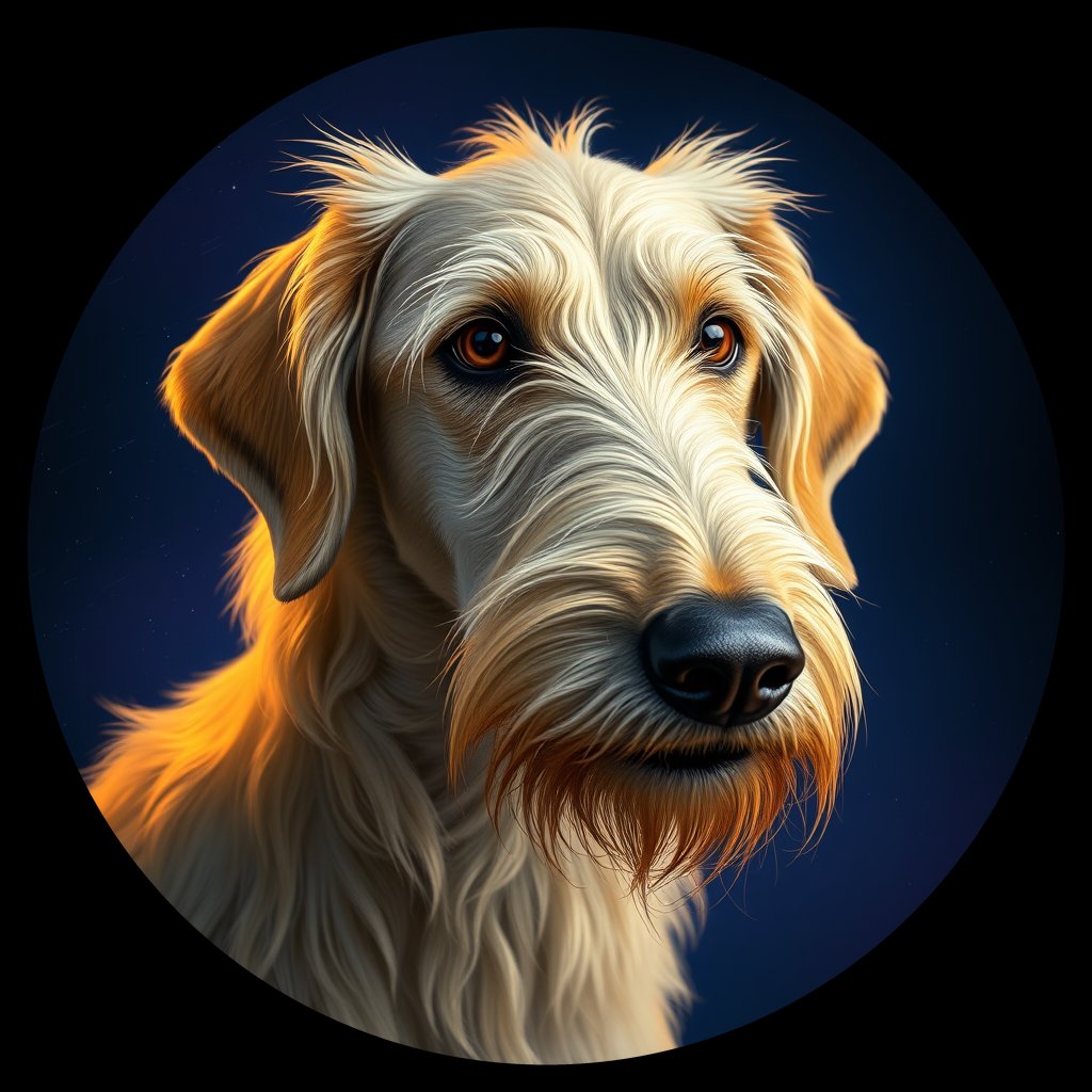 Cosmic medallion portrait of PFZ30G09_PFZ30G09, a Irish Wolfhound