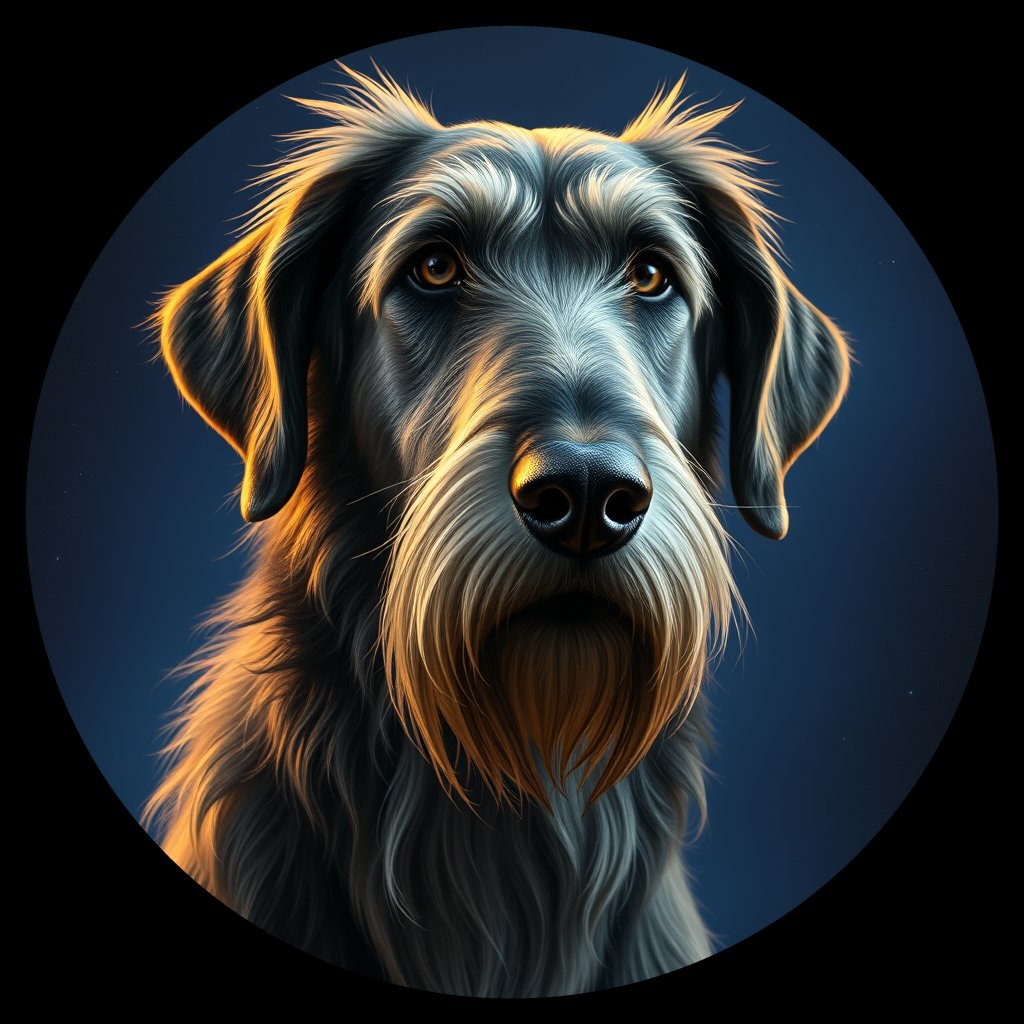 Cosmic medallion portrait of PFZ30G10_PFZ30G10, a Irish Wolfhound