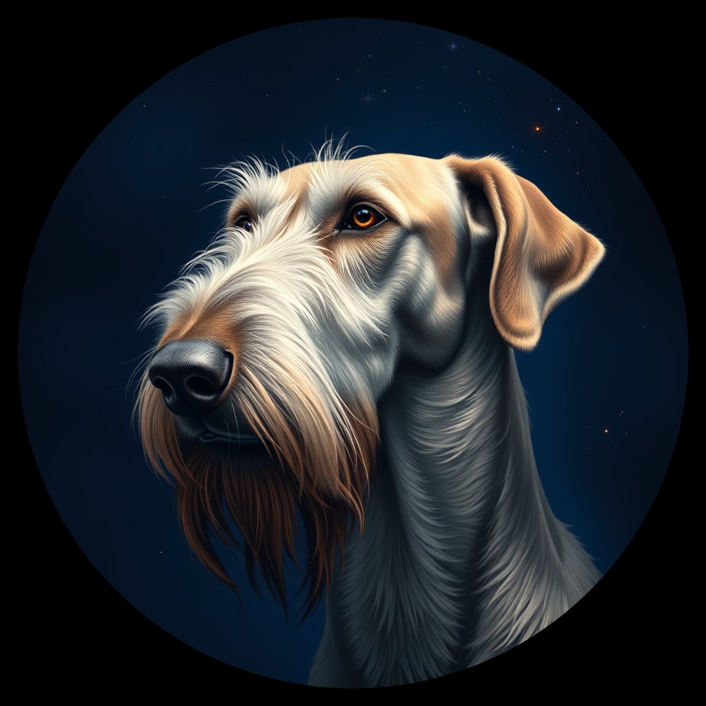 Cosmic medallion portrait of PFZ30G11_PFZ30G11, a Irish Wolfhound
