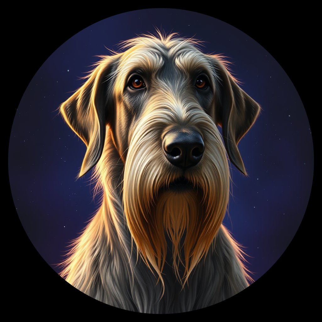 Cosmic medallion portrait of PFZ30G12_PFZ30G12, a Irish Wolfhound