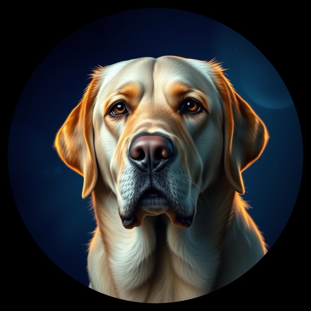 Cosmic medallion portrait of PFZ30H02_PFZ30H02, a Labrador Retriever