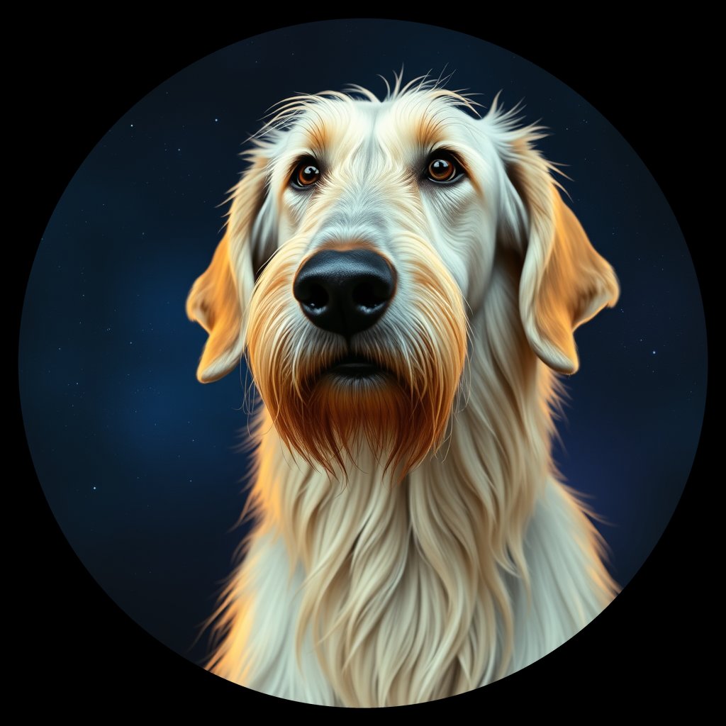 Cosmic medallion portrait of PFZ30H04_PFZ30H04, a Irish Wolfhound