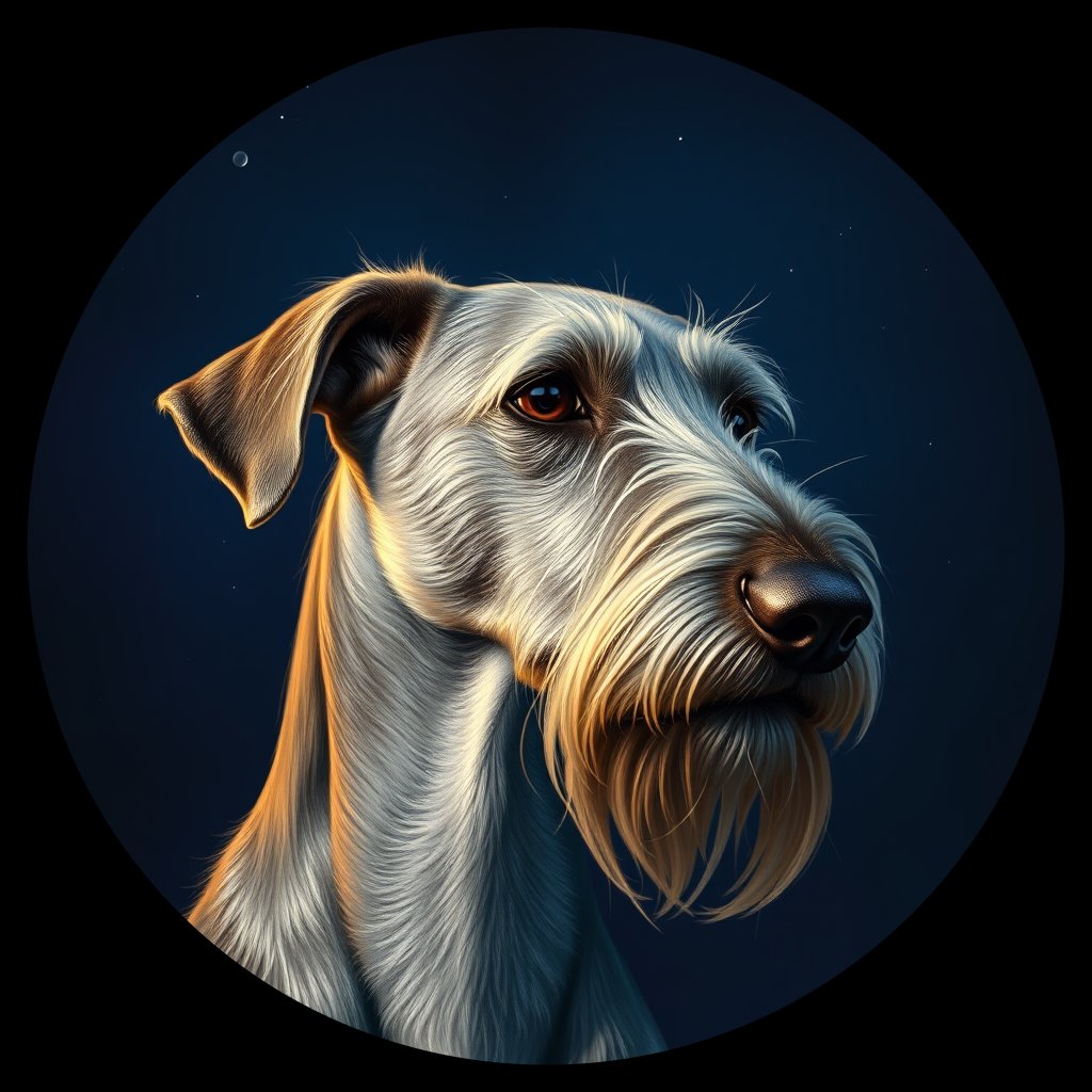 Cosmic medallion portrait of PFZ30H05_PFZ30H05, a Irish Wolfhound