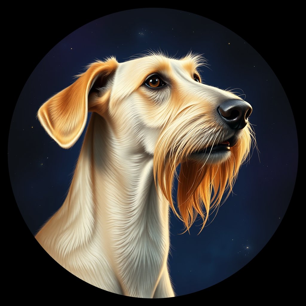 Cosmic medallion portrait of PFZ30H06_PFZ30H06, a Irish Wolfhound