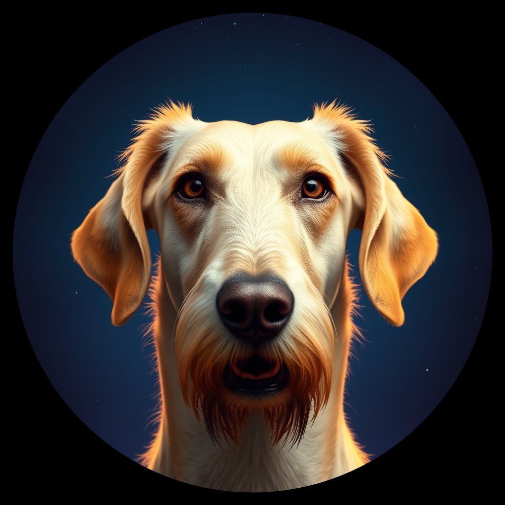Cosmic medallion portrait of PFZ30H08_PFZ30H08, a Irish Wolfhound