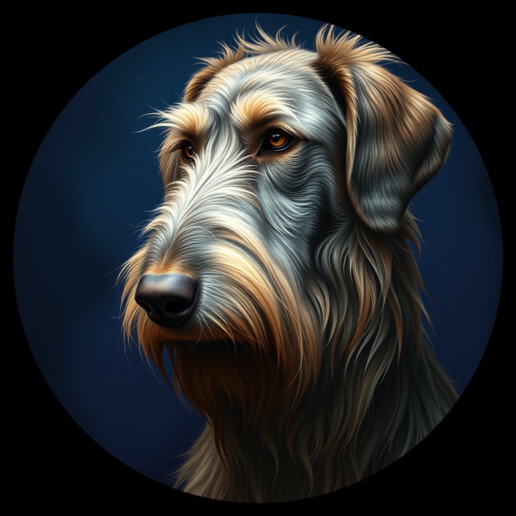 Cosmic medallion portrait of PFZ30H10_PFZ30H10, a Irish Wolfhound