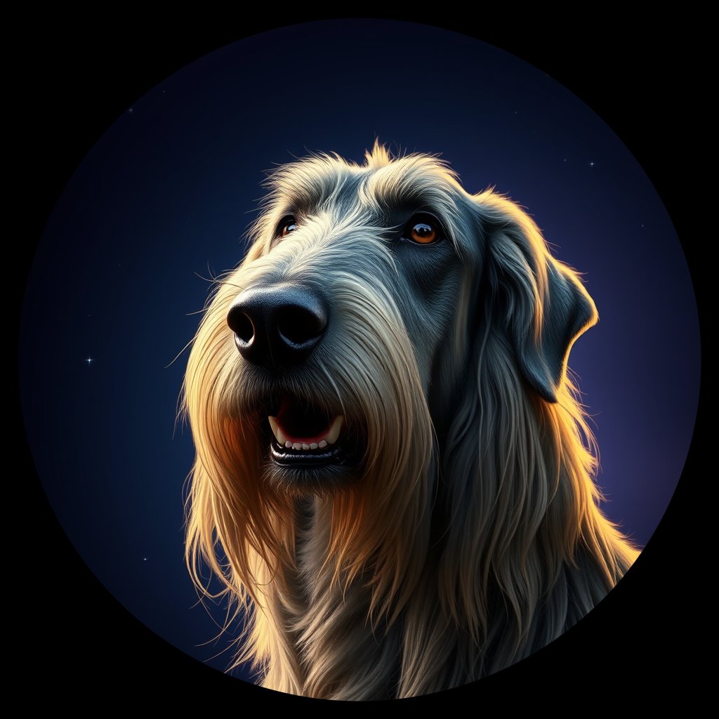 Cosmic medallion portrait of PFZ30H12_PFZ30H12, a Irish Wolfhound