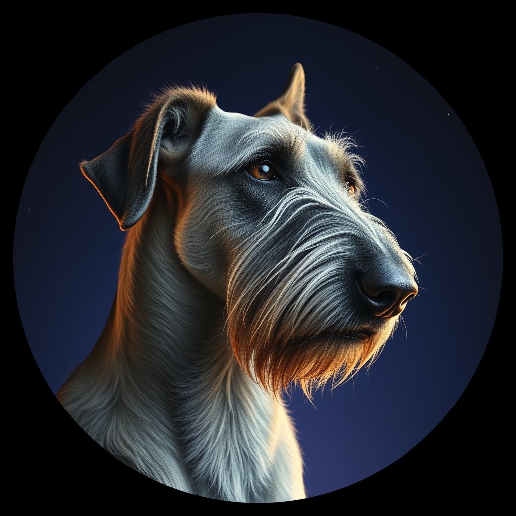 Cosmic medallion portrait of PFZ31A06_PFZ31A06, a Irish Wolfhound