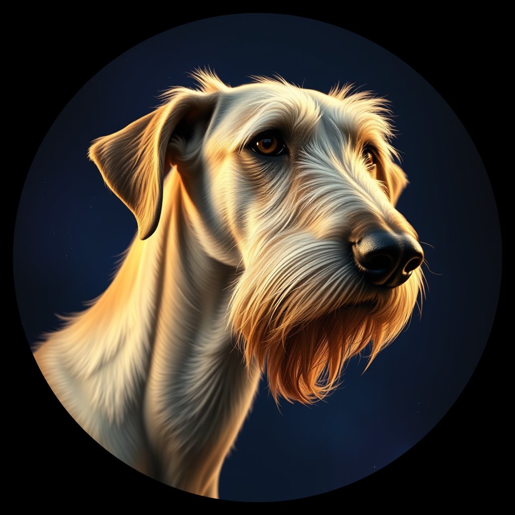 Cosmic medallion portrait of PFZ31A11_PFZ31A11, a Irish Wolfhound