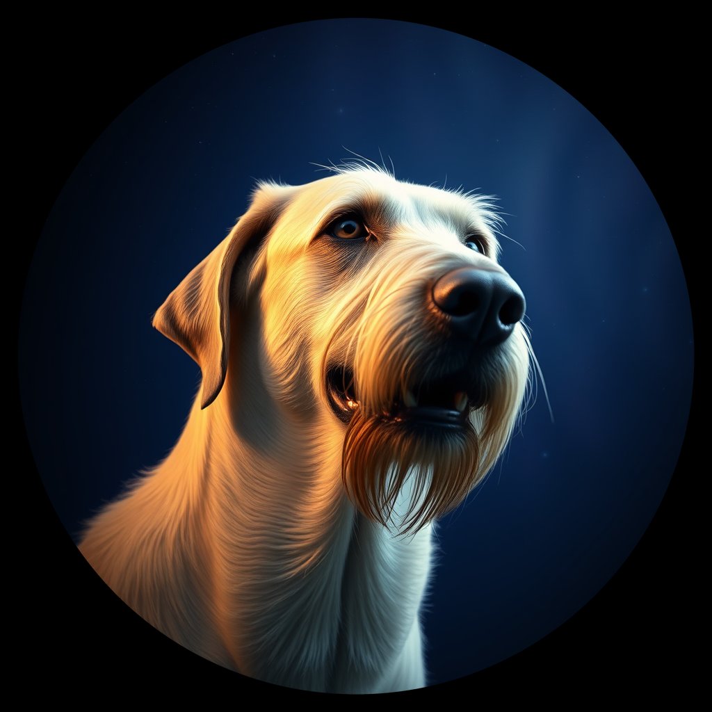 Cosmic medallion portrait of PFZ31A12_PFZ31A12, a Irish Wolfhound