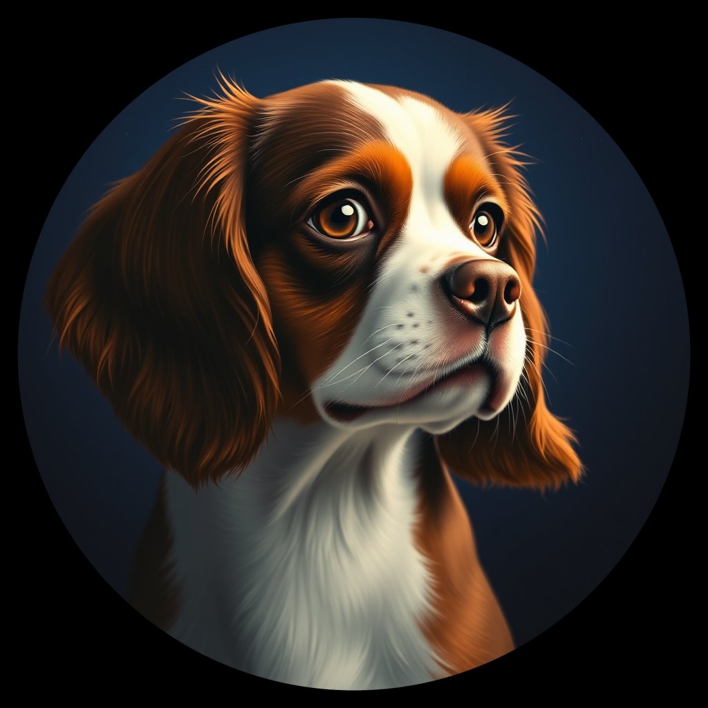 Cosmic medallion portrait of PFZ31B03_PFZ31B03, a Cavalier King Charles Spaniel