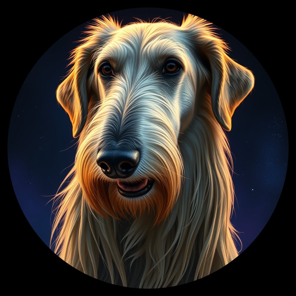 Cosmic medallion portrait of PFZ31B09_PFZ31B09, a Irish Wolfhound