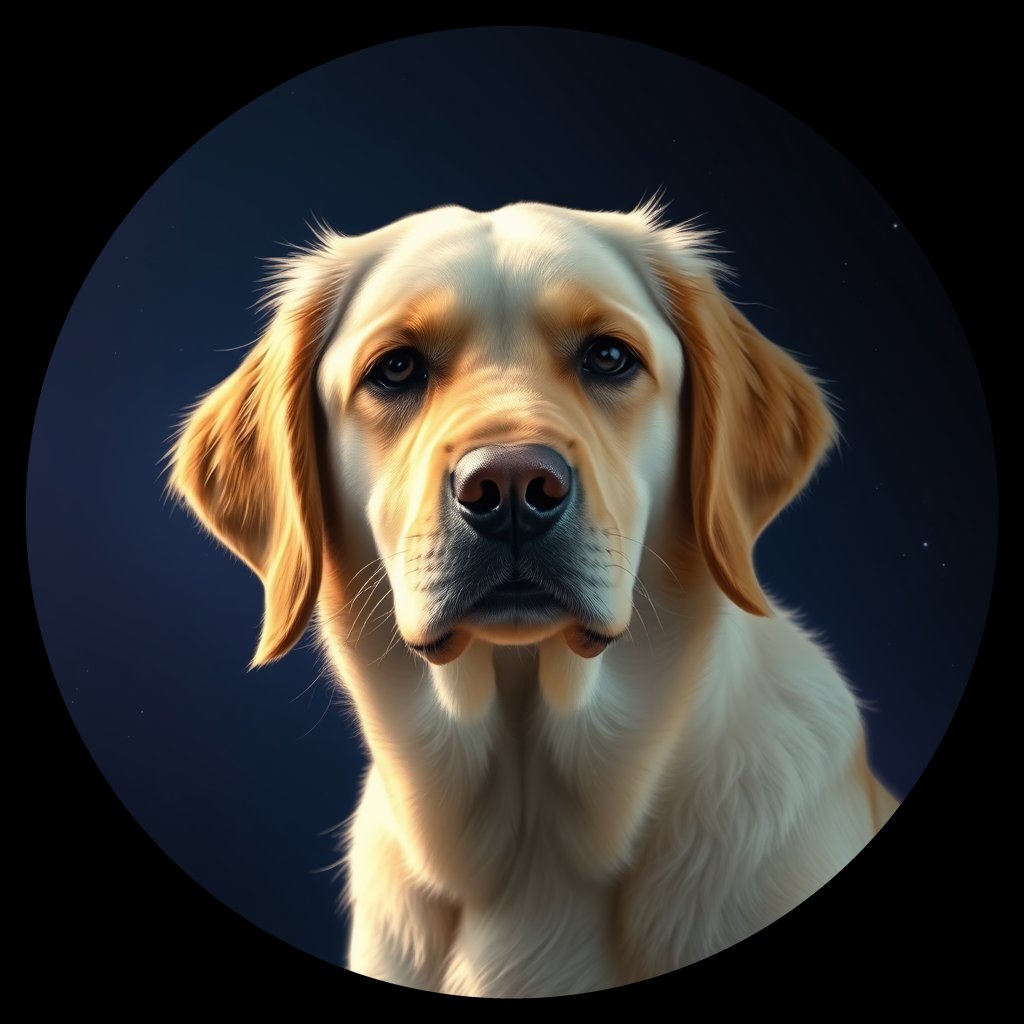 Cosmic medallion portrait of PFZ31B11_PFZ31B11, a Golden Retriever