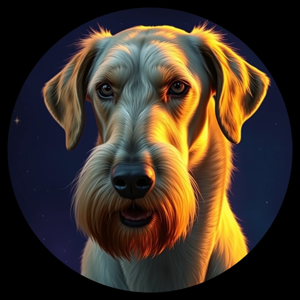 Cosmic medallion portrait of PFZ31B12_PFZ31B12, a Irish Wolfhound
