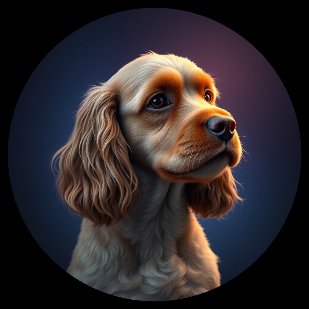 Cosmic medallion portrait of PFZ31C02_PFZ31C02, a American Cocker Spaniel