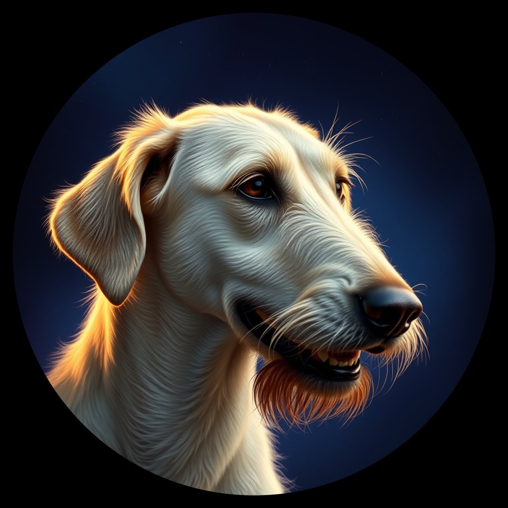 Cosmic medallion portrait of PFZ31C06_PFZ31C06, a Irish Wolfhound