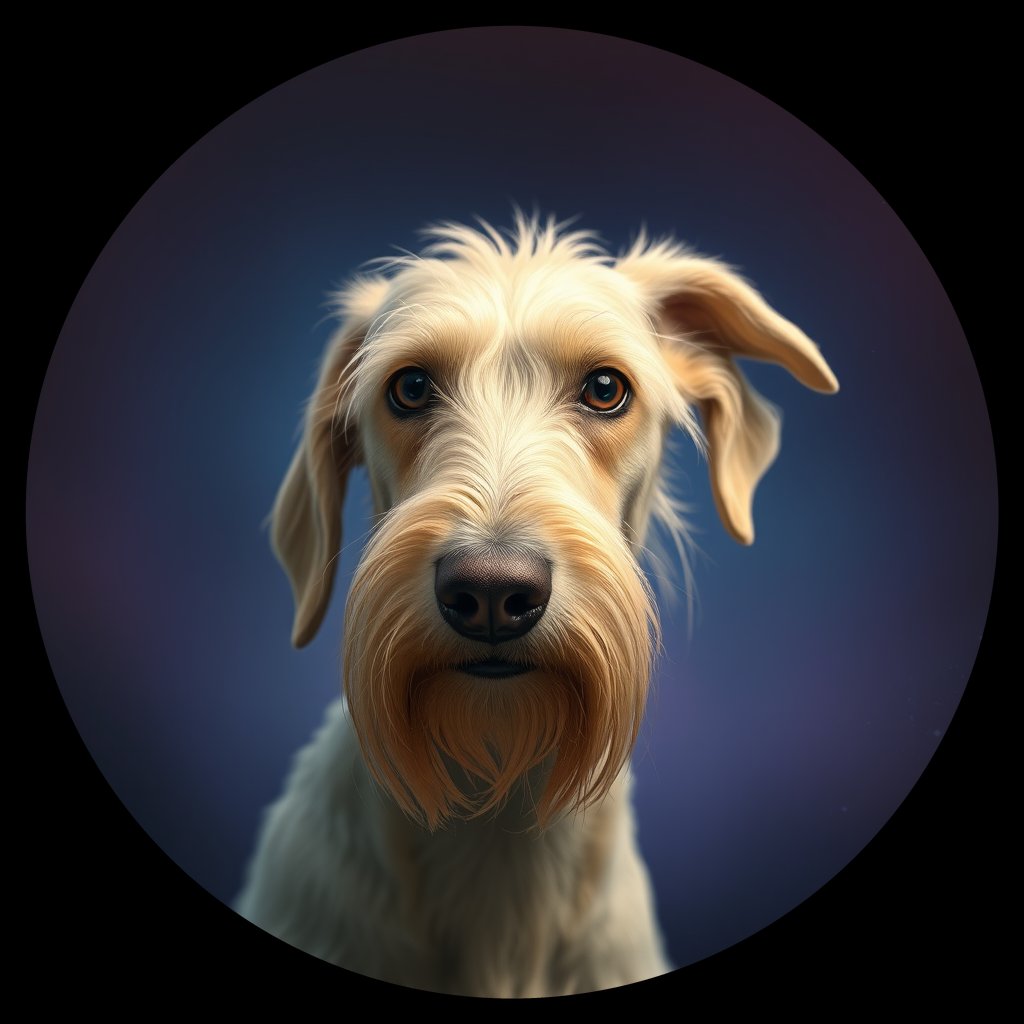 Cosmic medallion portrait of PFZ31C09_PFZ31C09, a Irish Wolfhound